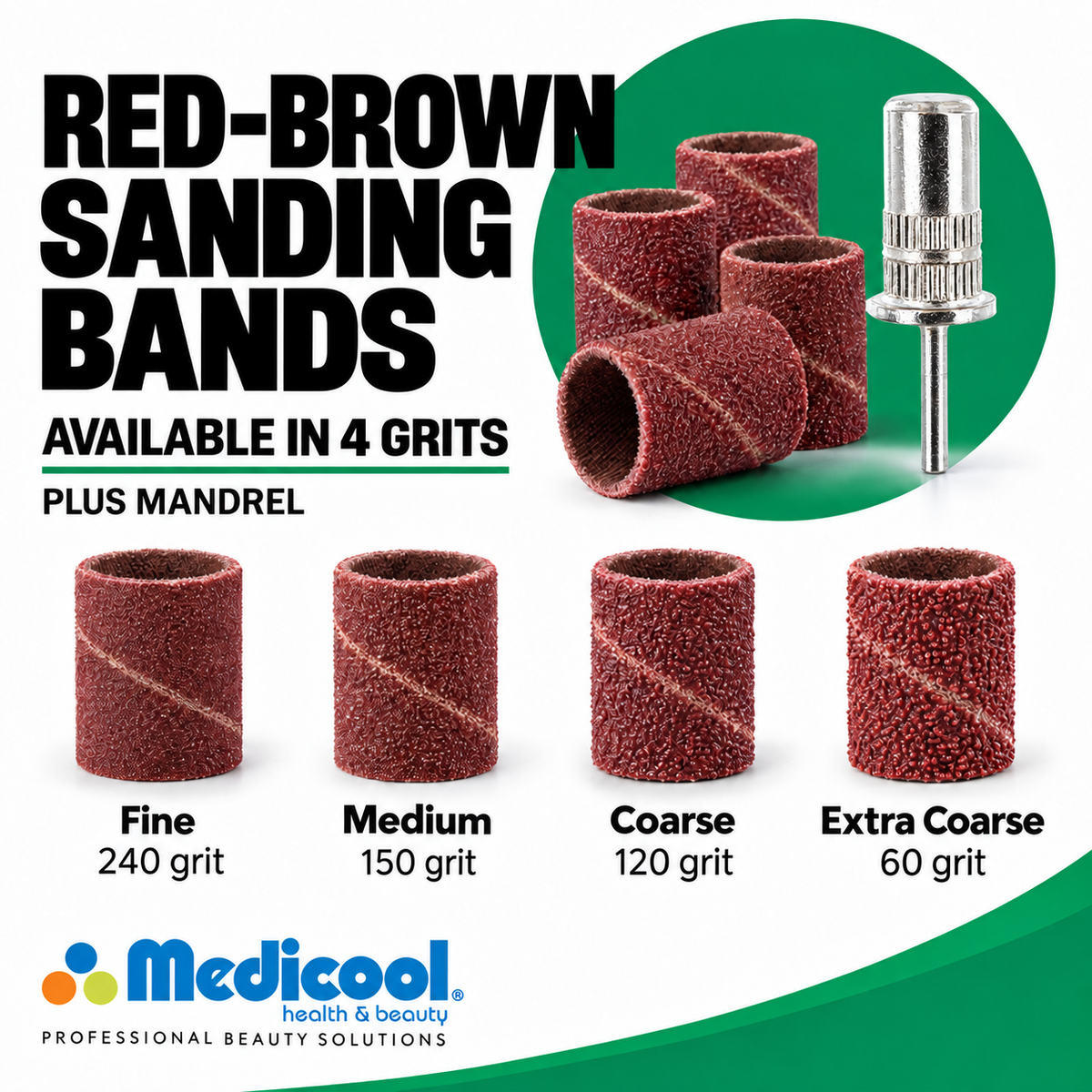 Red-Brown Sanding Bands and Mandrel Bundle for Podiatry - Medicool