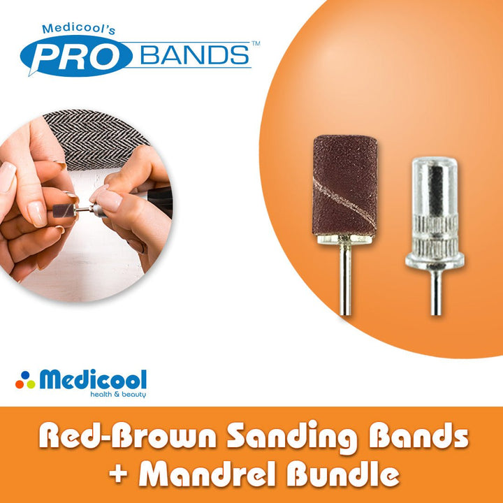 Red - Brown Sanding Bands and Mandrel Bundle - Medicool