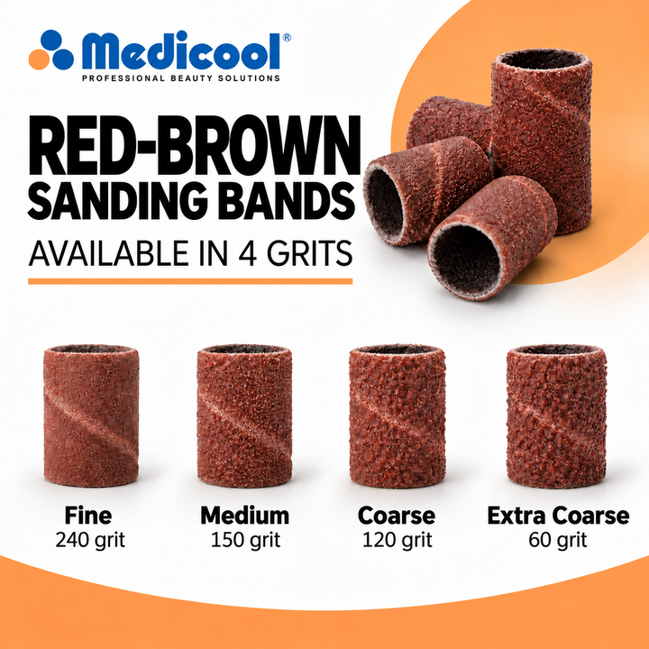 Medicool red-brown nail drill sanding bands