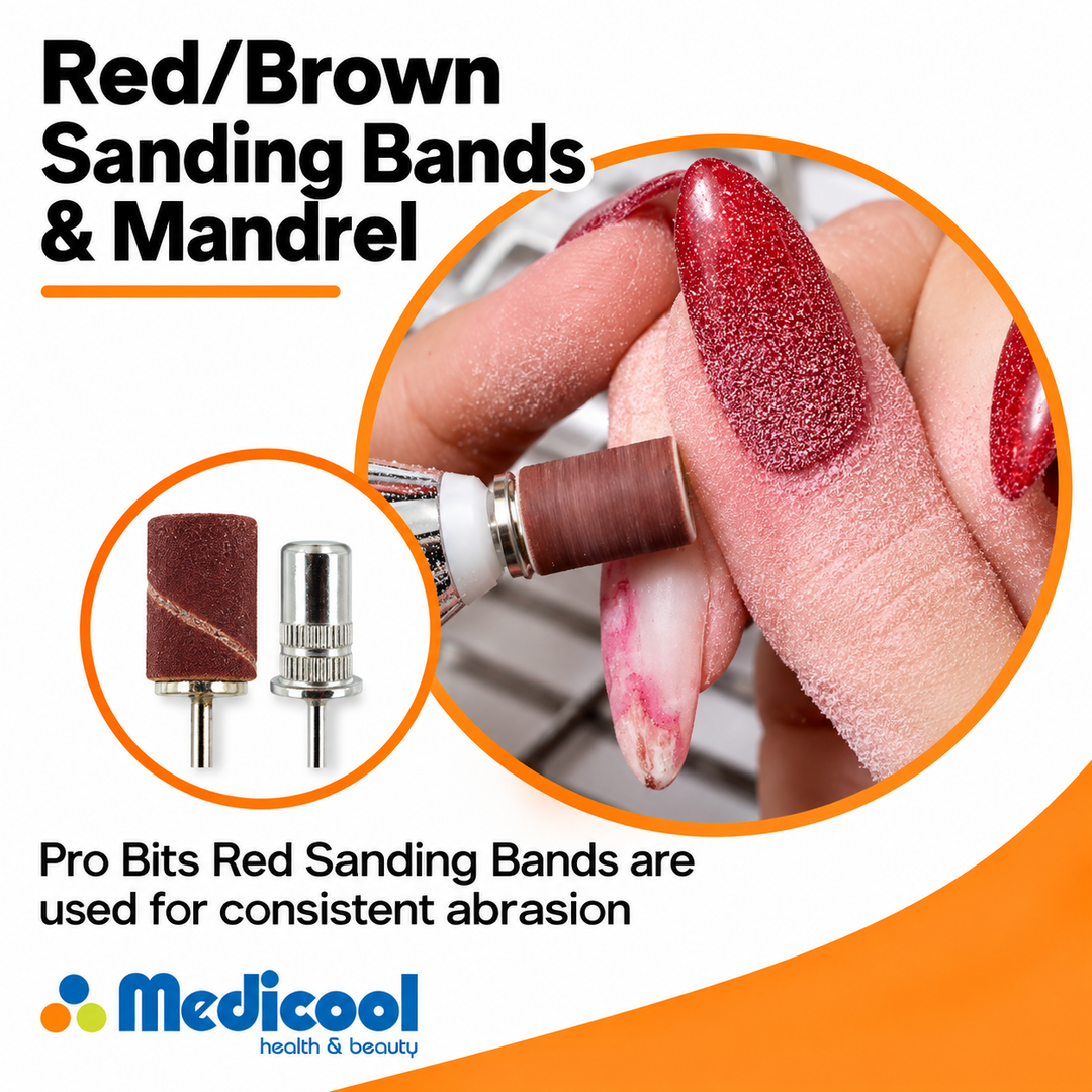 Red-Brown Sanding Bands and Mandrel Bundle-(Fine,MD,Coarse,XCoarse)