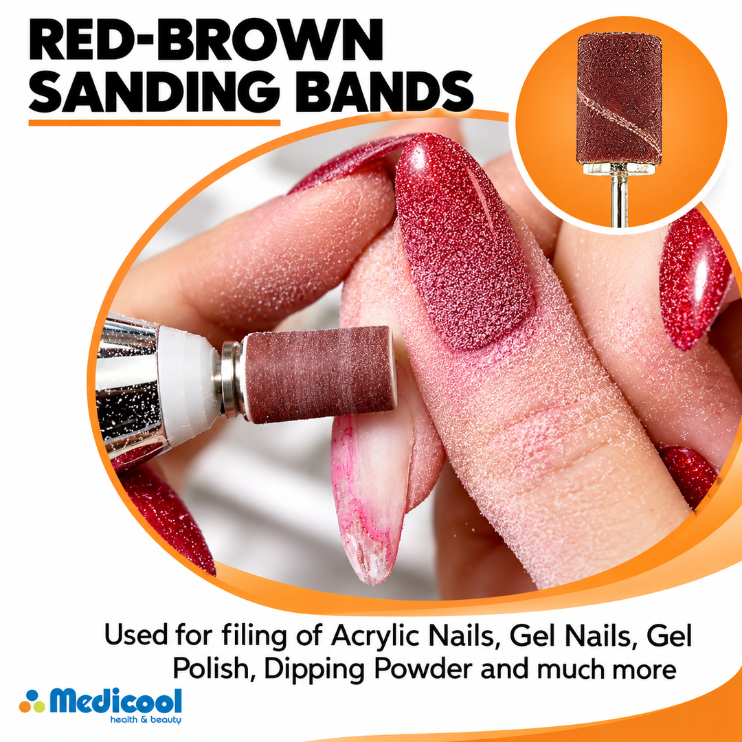 Red-Brown Sanding Bands for Nails-(Fine,MD,Coarse,XCoarse)