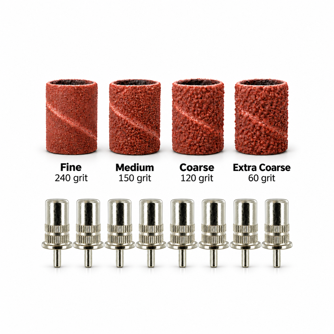 Red-Brown Sanding Bands and Mandrel Bundle-(Fine,MD,Coarse,XCoarse)