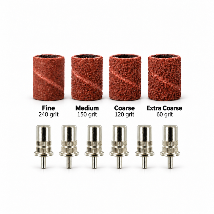 Red-Brown Sanding Bands and Mandrel Bundle-(Fine,MD,Coarse,XCoarse)