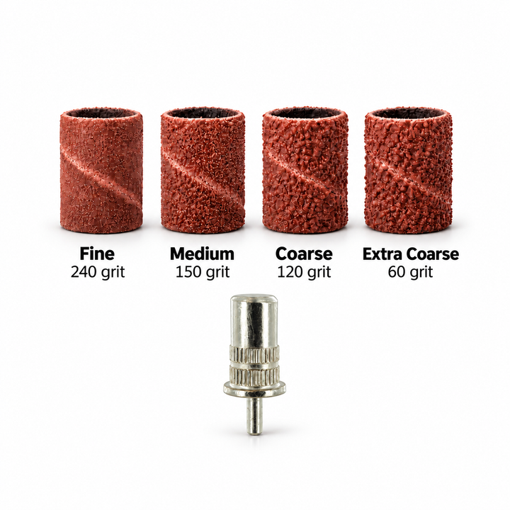 Red-Brown Sanding Bands and Mandrel Bundle-(Fine,MD,Coarse,XCoarse)