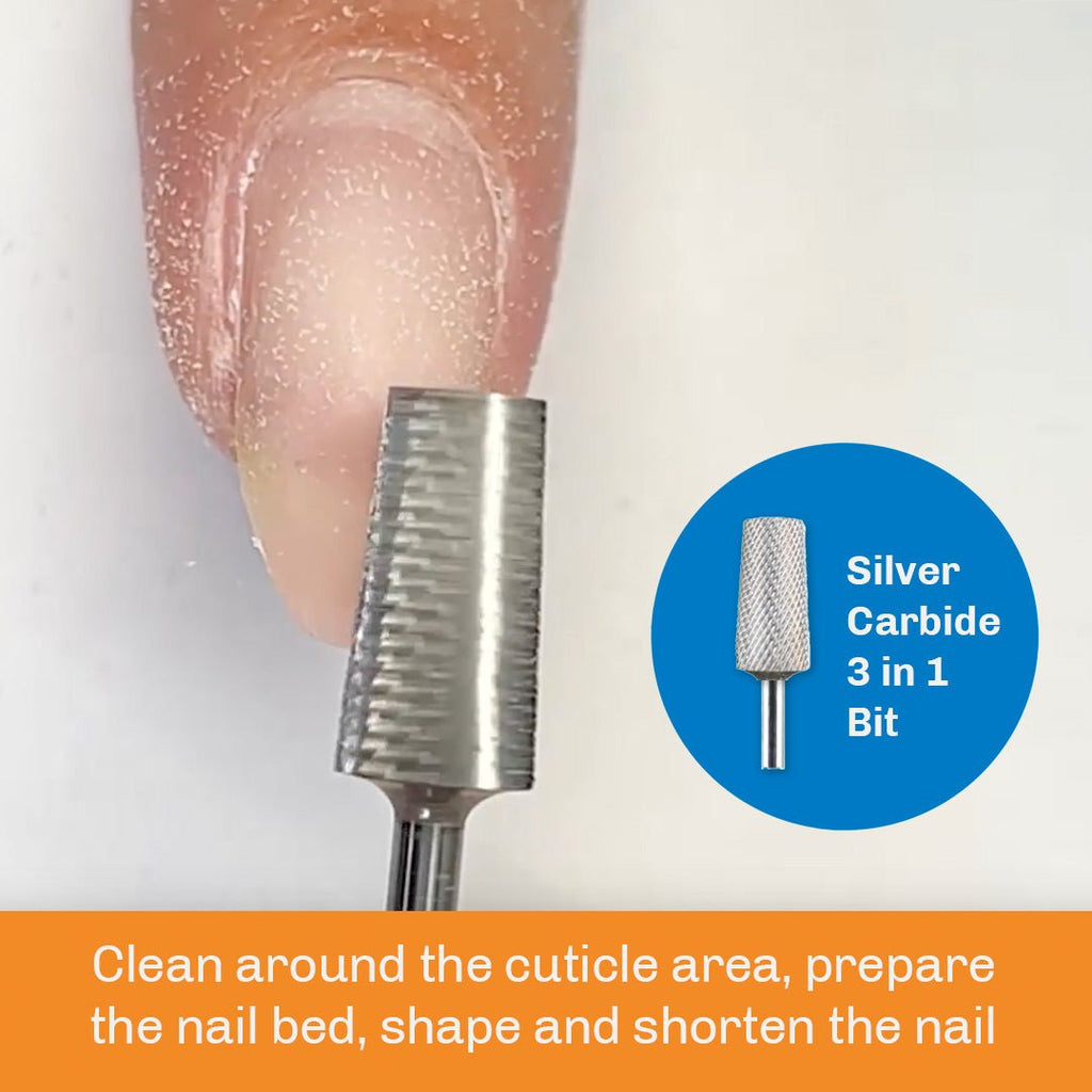 Professional Silver Large Barrel Nail Carbide Drill Bit - Extra Coarse Grit For Manicure