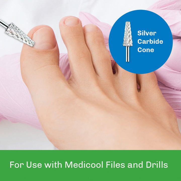 Silver Carbide Cone Burr for Podiatry - Medicool