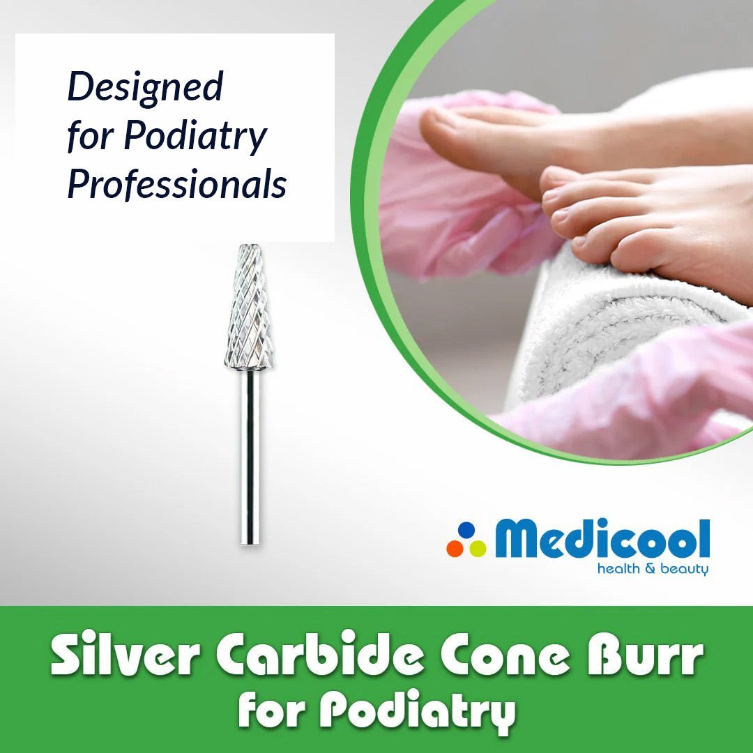 Silver Carbide Cone Burr for Podiatry - Medicool