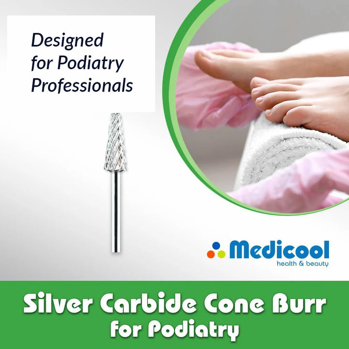 Silver Carbide Cone Burr for Podiatry - Medicool