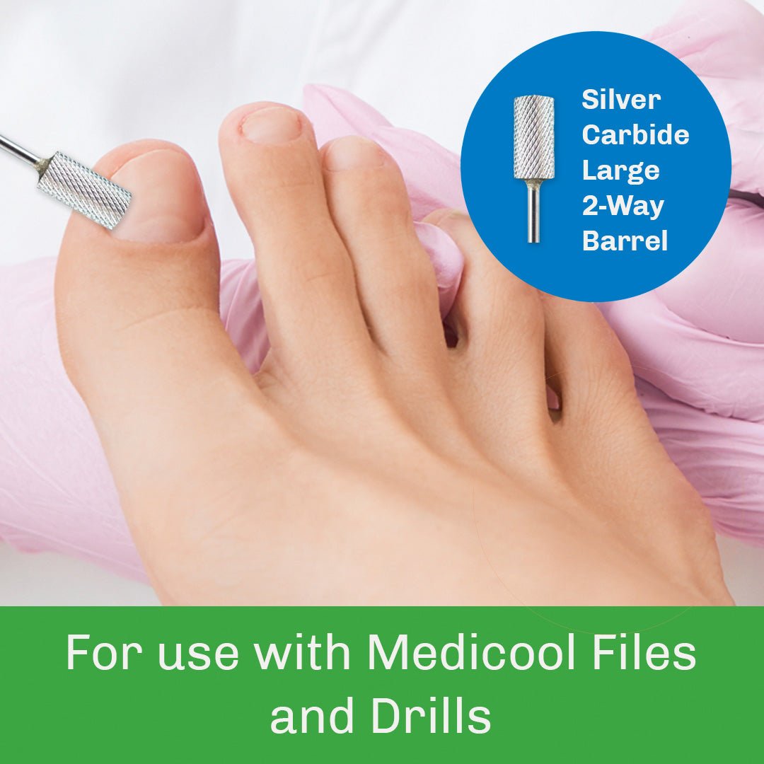 Silver Carbide Large Two - Way Barrel Burrs for Podiatry - Medicool