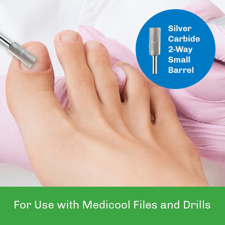 Silver Carbide Small Barrel Two - Way Burrs for Podiatry - Medicool