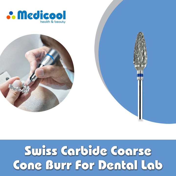 Swiss Carbide Coarse Cone Burr for Dental Lab - Medicool