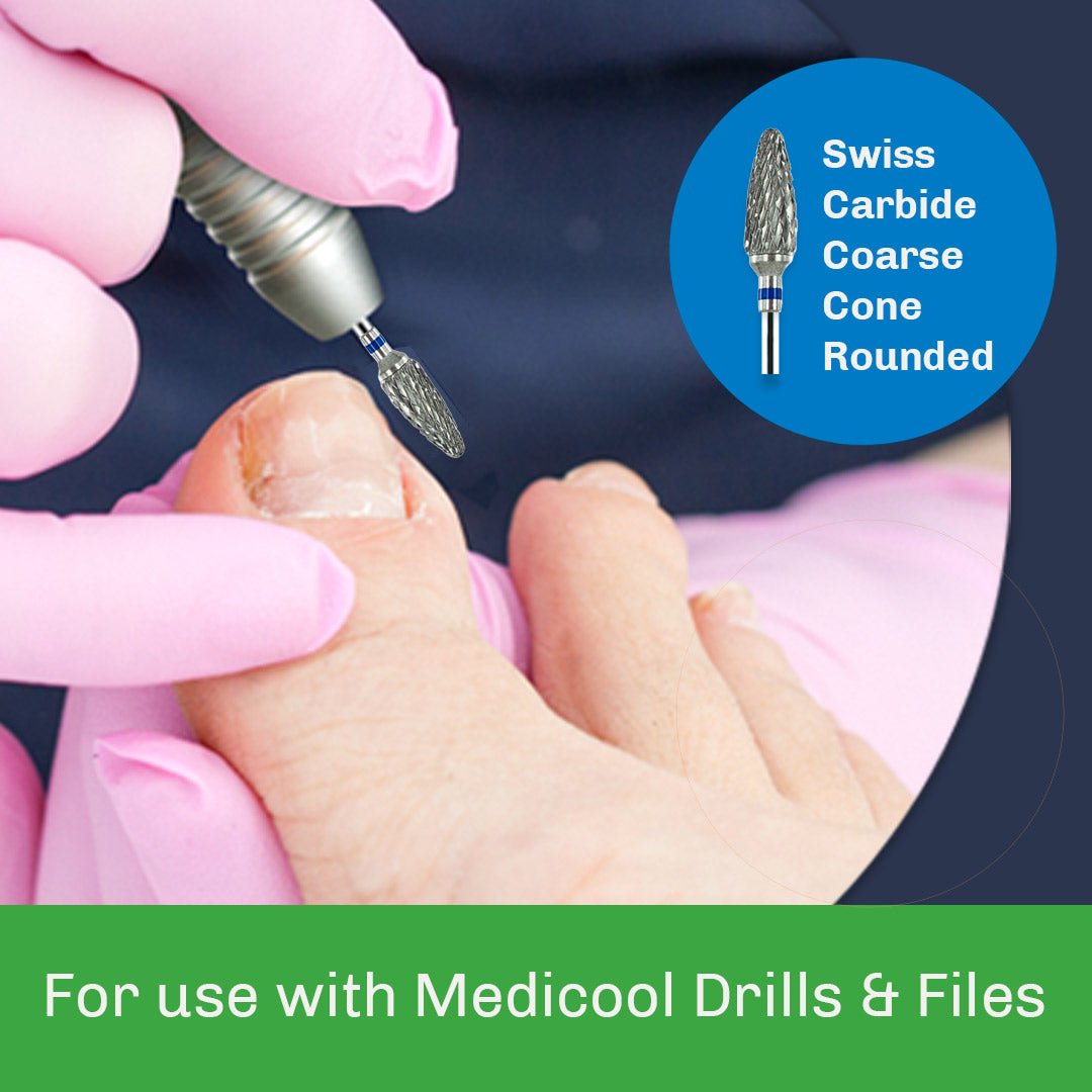Swiss Carbide Coarse Cone for Podiatry - (PSC9C - P) - Medicool