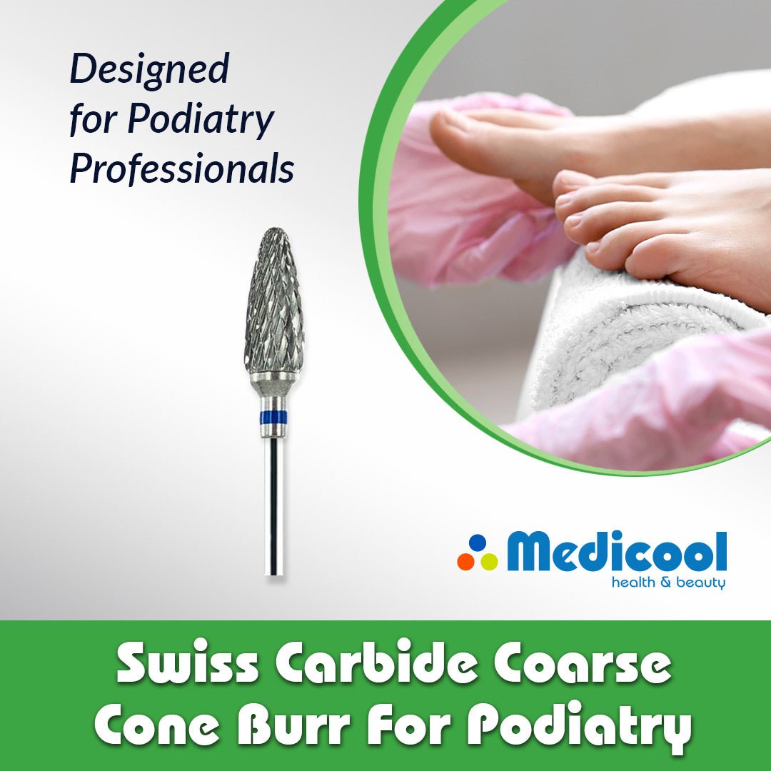 Swiss Carbide Coarse Cone Rounded Burr for Podiatry - (PSC8C - P) - Medicool