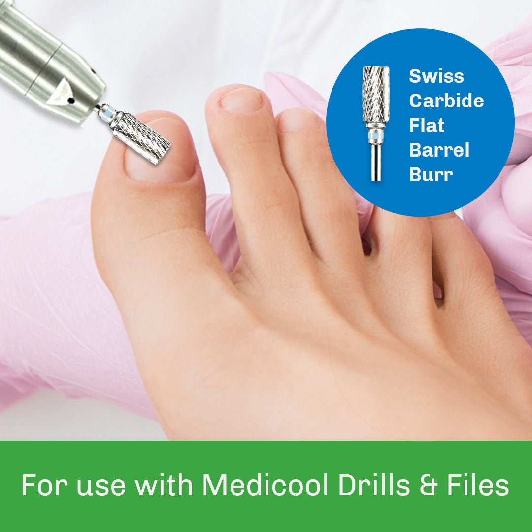 Swiss Carbide Flat Barrel Burr - SC11C BIT - P - for Podiatry - Medicool