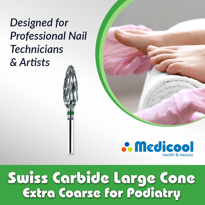 Swiss Carbide Large Cone Extra Coarse for Podiatry - Medicool