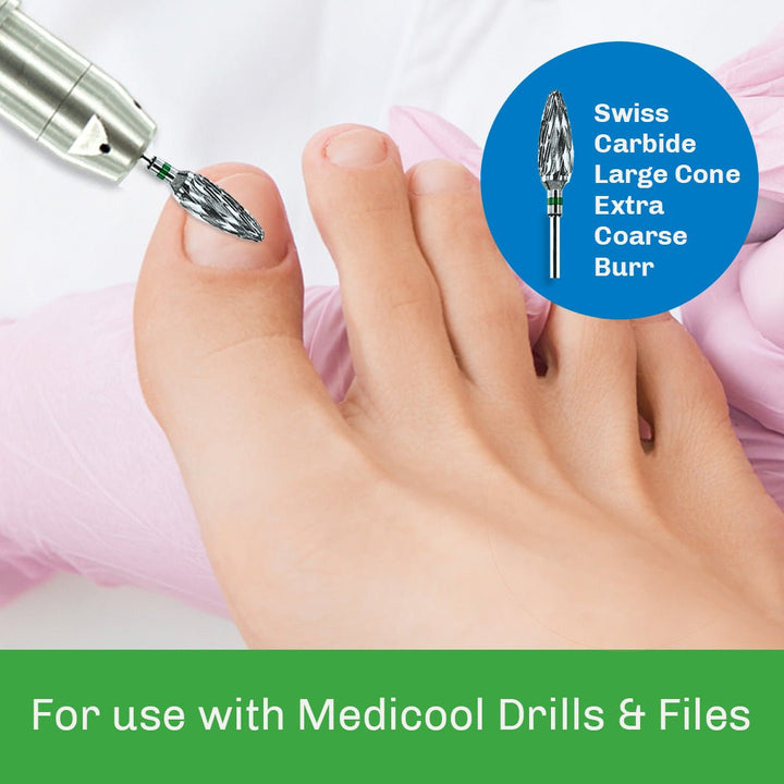 Swiss Carbide Large Cone Extra Coarse for Podiatry - Medicool