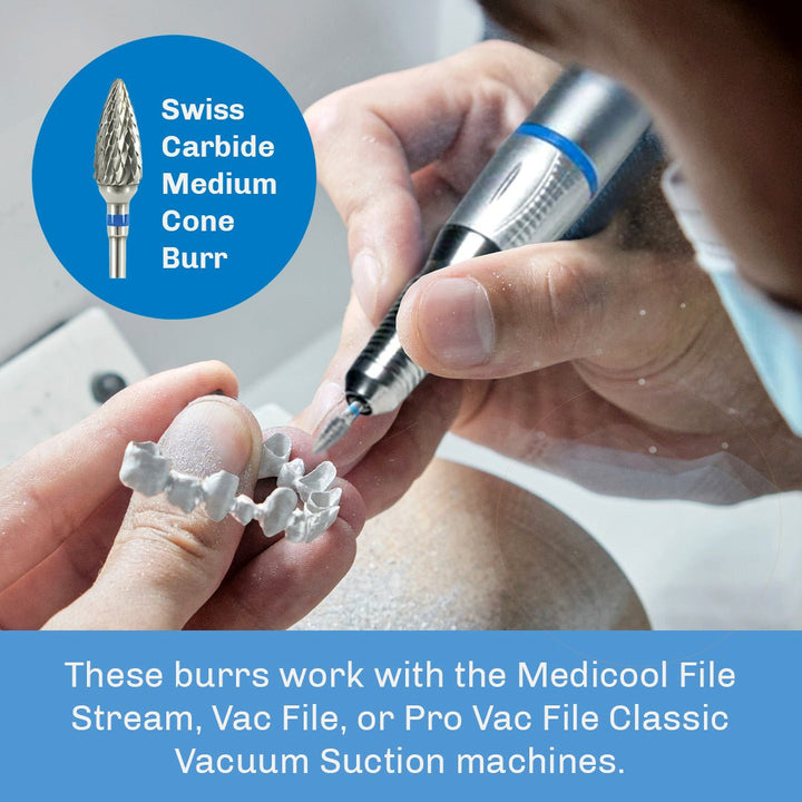 Swiss Carbide Medium Cone Burr for Dental Lab - Medicool