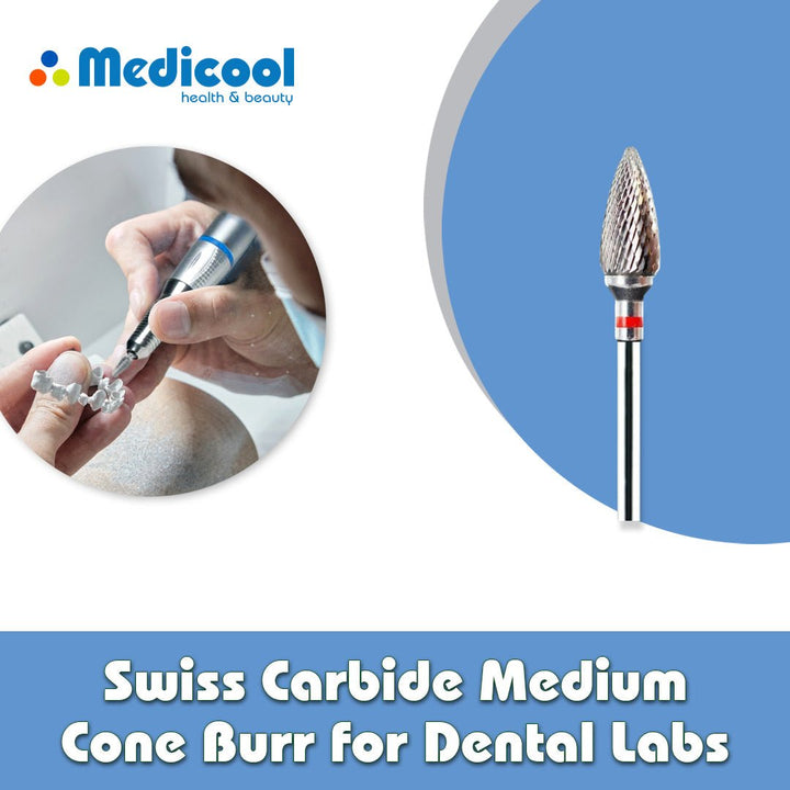 Swiss Carbide Medium Cone Burr for Dental Lab - Medicool