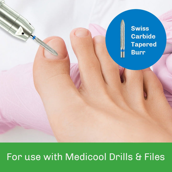 Swiss Carbide Tapered Burr for Podiatry - Medicool
