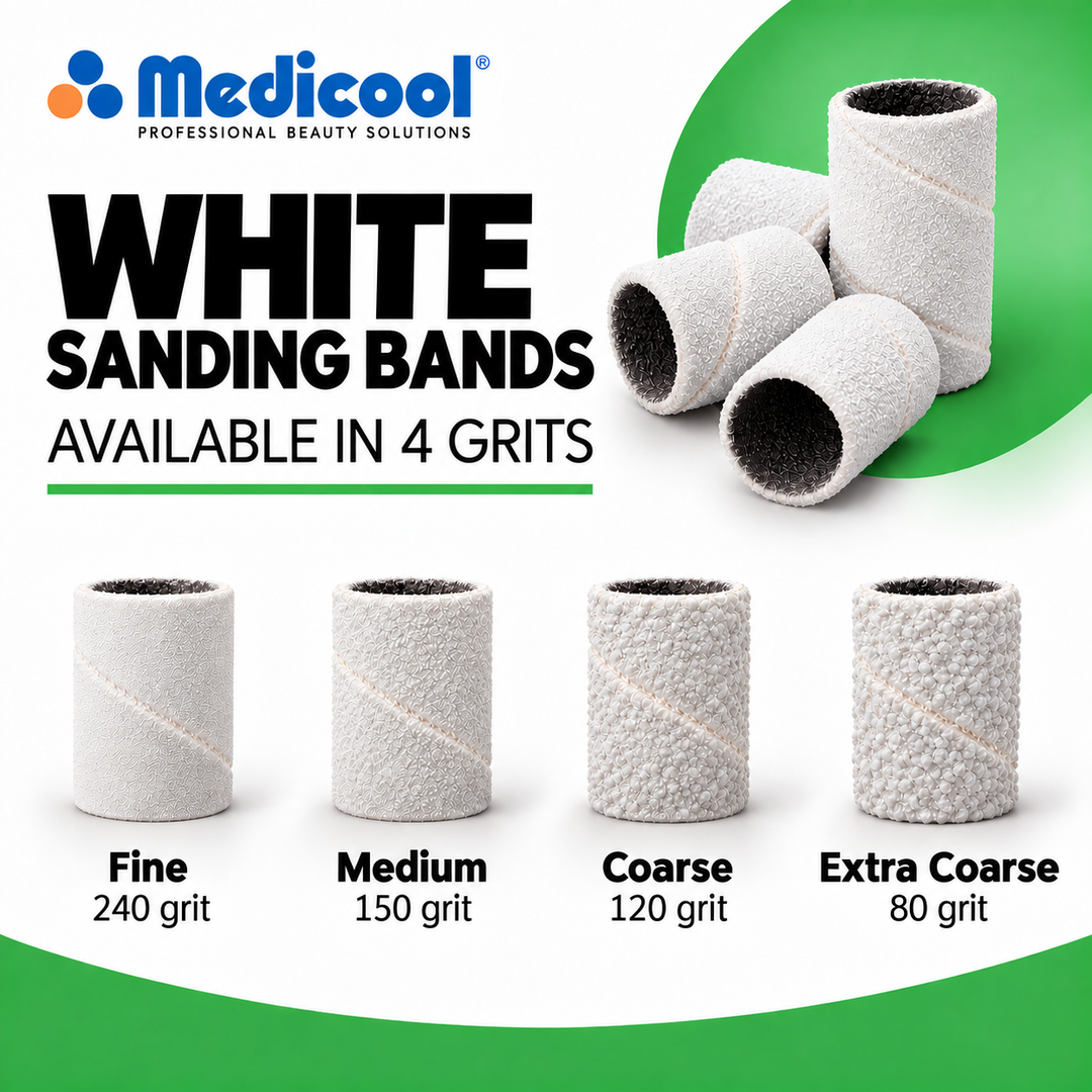 Medicool white zebra sanding bands for podiatry