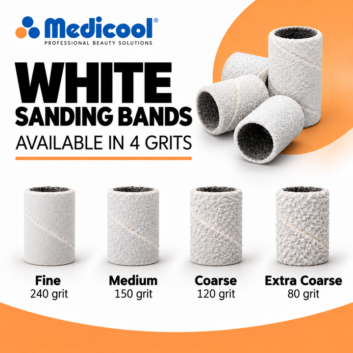 Medicool white zebra nail drill sanding bands