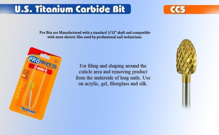 Gold Carbide Football Bit for Nails-CC5-Medicool