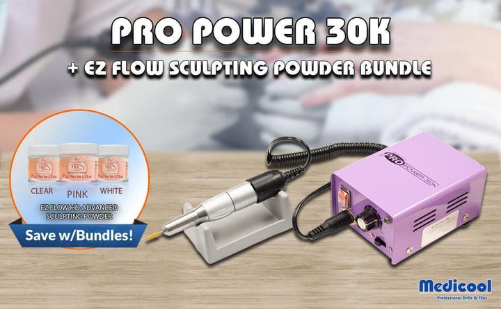 Pro Power 30K Professional Nail Drill + EZ Flow Acrylic Powder Bundle
