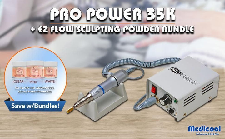 Pro Power 35K Electric File + EZ Flow Acrylic Powder Bundle