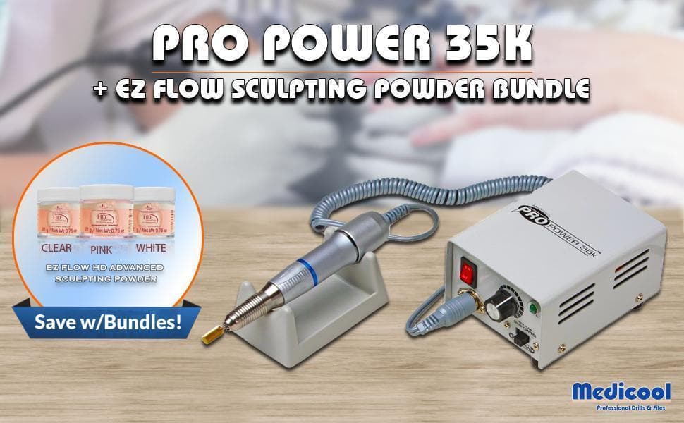 Pro Power 35K Electric File + EZ Flow Acrylic Powder Bundle - Medicool